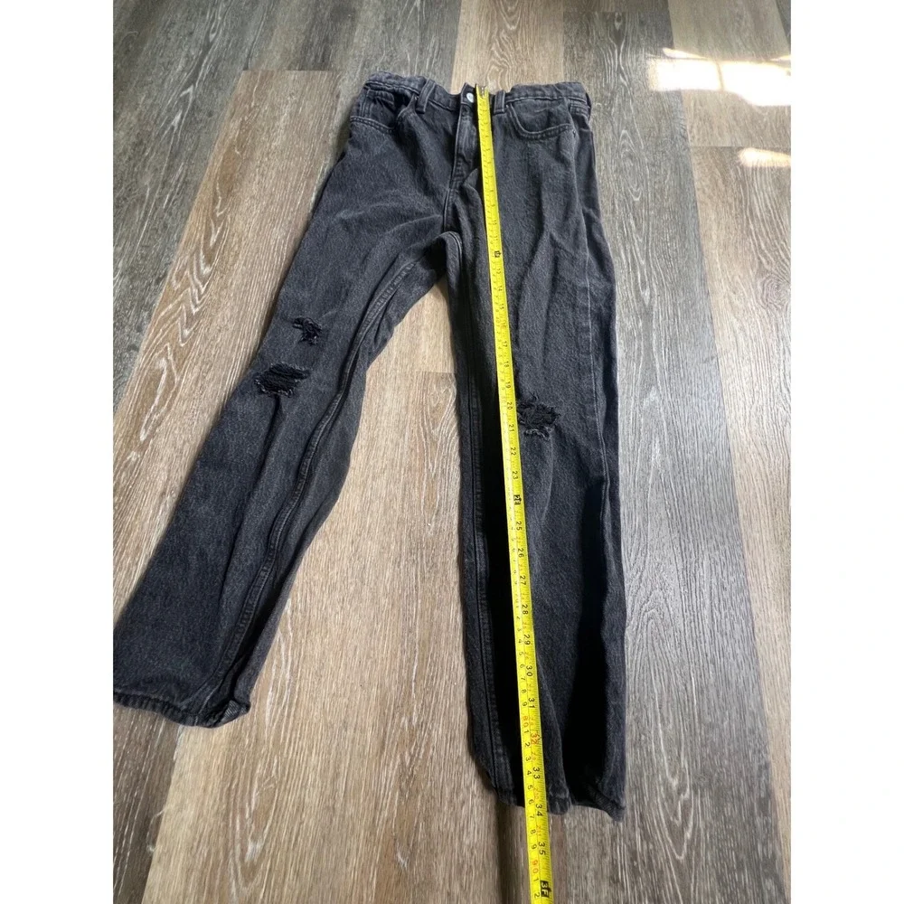 Old Navy Slouchy Straight Jeans‎ 12 Black Distressed High Rise 1846